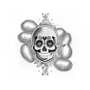 SUGAR SKULL IN AN AVOCADO PIT tattoo design idea