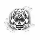 SUGAR SKULL IN AN AVOCADO PIT tattoo design idea