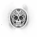 SUGAR SKULL IN AN AVOCADO PIT tattoo design idea