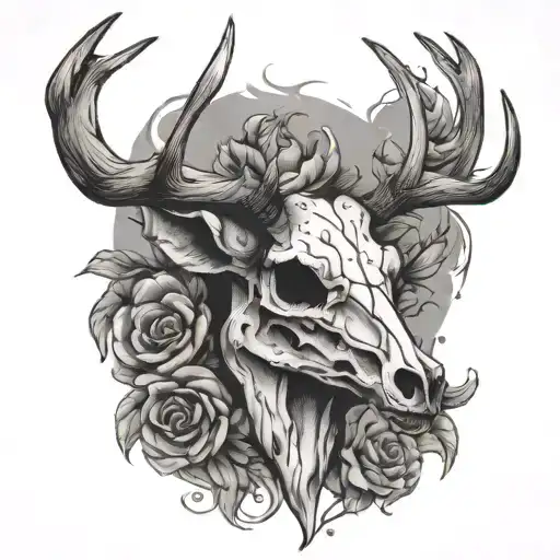 deer skull tattoo design idea