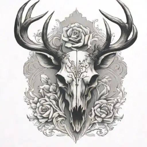 deer skull tattoo design idea