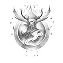Bonfire surrounded by mystical creatures tattoo design idea