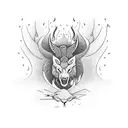 Bonfire surrounded by mystical creatures tattoo design idea