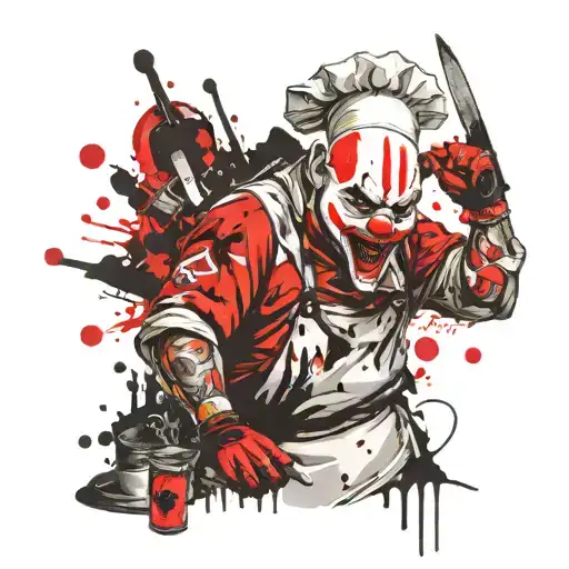 chef psycho clown  tattoo design idea