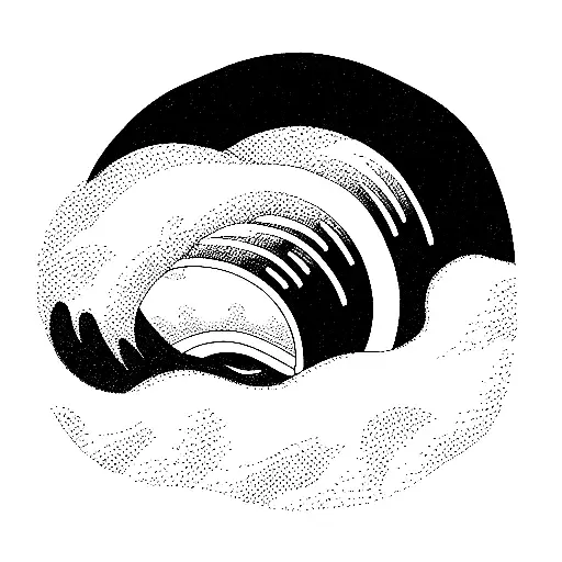 wave mountain ski sail sabre tattoo design idea