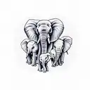 seven elephants in a row tattoo design idea