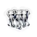seven elephants in a row tattoo design idea