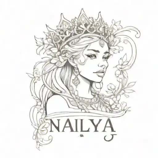 Tiara and the name Naliya  tattoo design idea