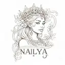 Tiara and the name Naliya  tattoo design idea