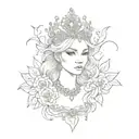 Tiara and the name Naliya  tattoo design idea