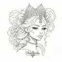 Tiara and the name Naliya  tattoo design idea