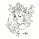 Tiara and the name Naliya  tattoo design idea
