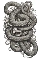 Tangled snake carcass tattoo design idea