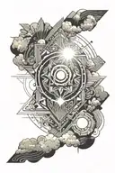 sun, clouds, sun rays shining tattoo design idea