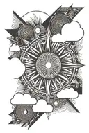 sun, clouds, sun rays shining tattoo design idea
