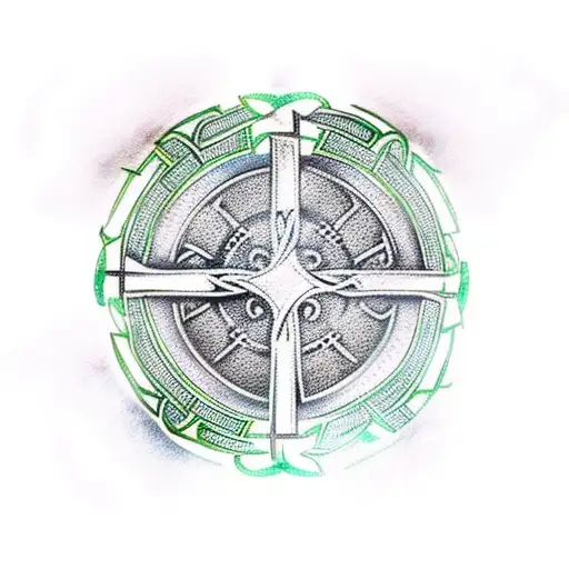 celtic cross with irish flag tattoo