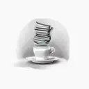 A stack of books with a coffee cup balancing on top tattoo design idea