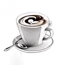 A stack of books with a coffee cup balancing on top tattoo design idea