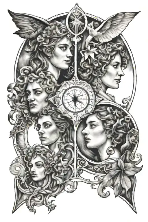 Gemini, Libra, Aquarius zodiac sign tattoo design idea