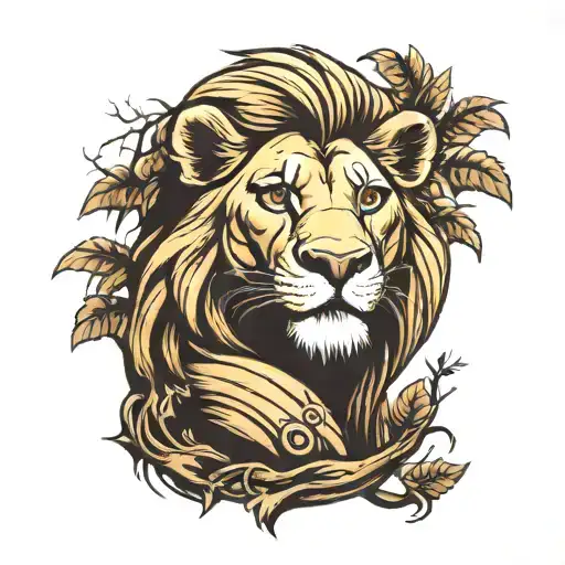 simba drawn on tree symbol tattoo design idea