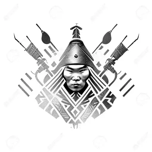 kazakh warrior tattoo design idea