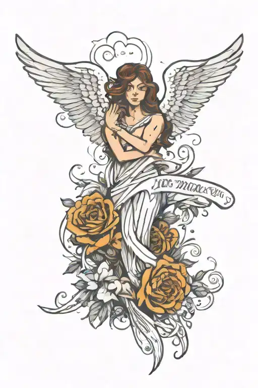 hope, faith, truth, love, trust the process, angels wings, laurel weath  tattoo design idea