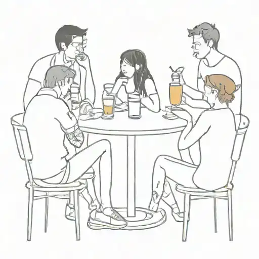 Group of friends drinking ginseng at a bar tattoo design idea