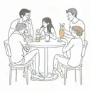 Group of friends drinking ginseng at a bar tattoo design idea