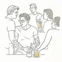 Group of friends drinking ginseng at a bar tattoo design idea