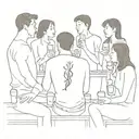 Group of friends drinking ginseng at a bar tattoo design idea