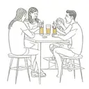 Group of friends drinking ginseng at a bar tattoo design idea