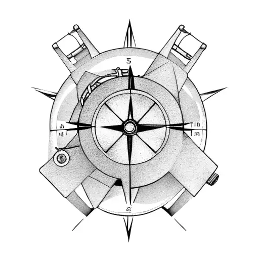navigation compass steampunk tattoo design idea