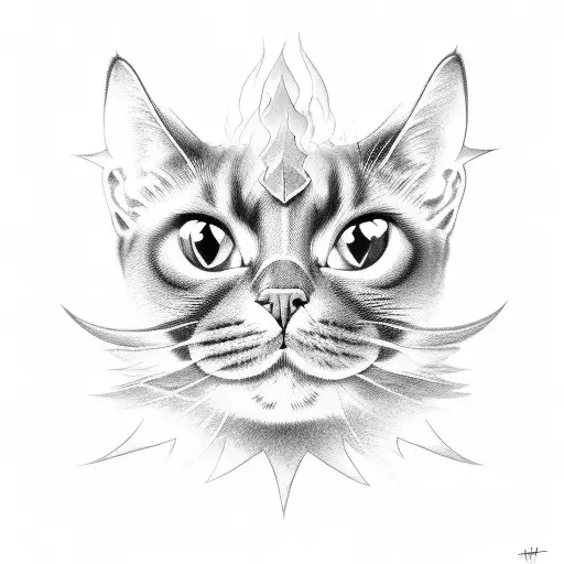 dark demon cat tattoo design idea