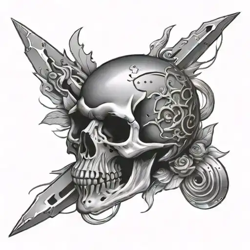 skull welding sparks flying tattoo design idea