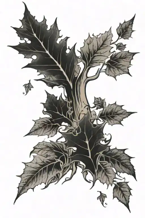 plane tree merged with fluer de lis tattoo design idea