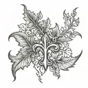 plane tree and fluer de lis symbol incorporated tattoo design idea