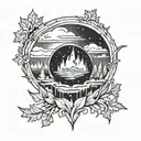 aurora boreal cookie firpit tattoo design idea