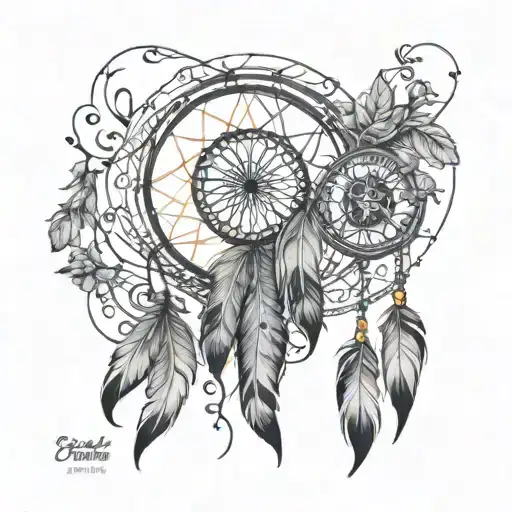 dream catcher sleeve tattoo design idea