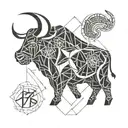 taurus symbol, number 17, sea, tattoo design idea