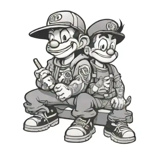 old 90 cartoons line up sleave tattoo design idea