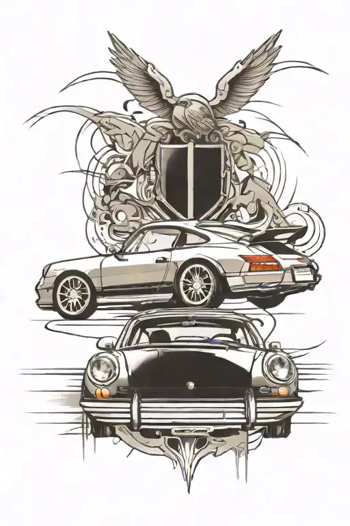 porsche 911 sleek lines tattoo design idea