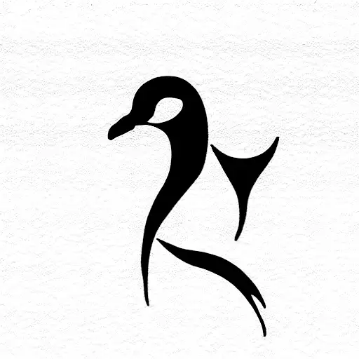 elegant black swan  tattoo design idea