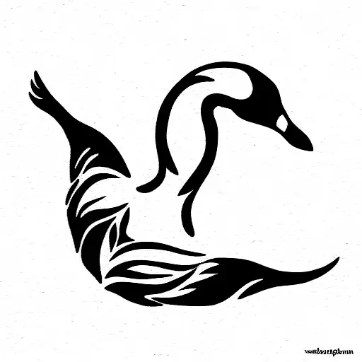 elegant black swan  tattoo design idea
