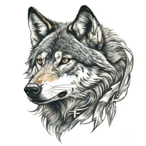 A wolf with christian cross tattoo tattoo design idea
