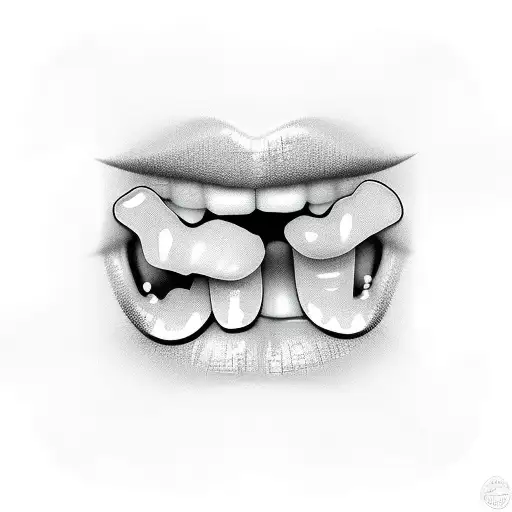 lips bitting cherry tattoo design idea