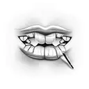 lips bitting cherry tattoo design idea