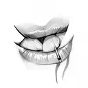 lips bitting cherry tattoo design idea