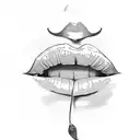 lips bitting cherry tattoo design idea