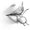 lips bitting cherry tattoo design idea