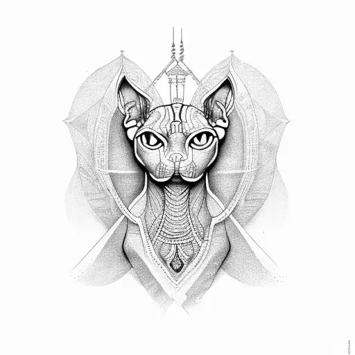 sphynx praia tattoo design idea